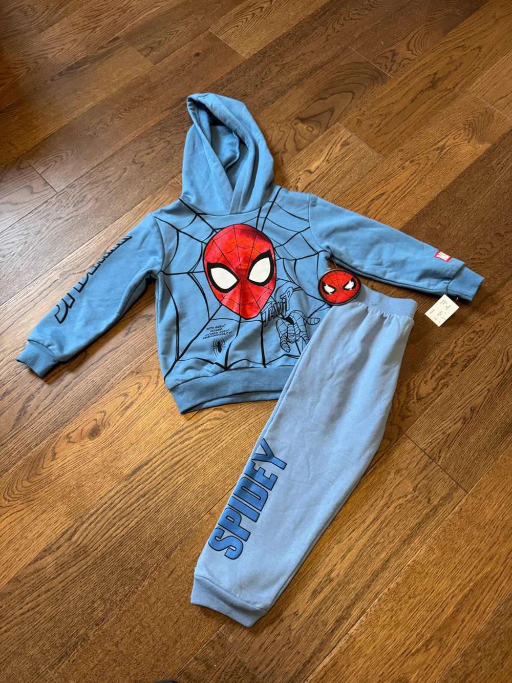 Marvel Kids Blue Spider-Man Hoodie & Jogger Set with Red Mask Graphic